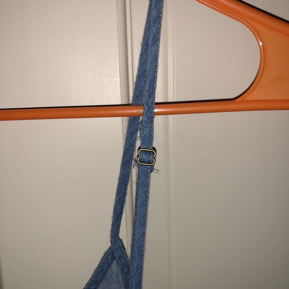 Denim Chambray Vneck Circle Skater Dress Camisole - Picture 7 of 8